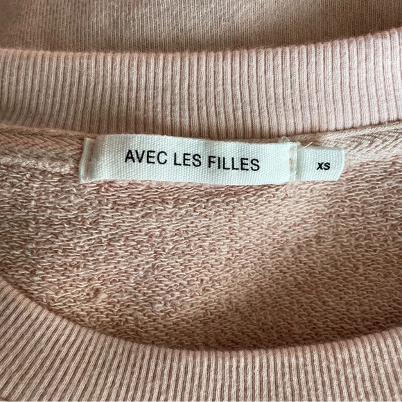 Avec Les Filles Blush Pink Cotton Ruffled Sweatshirt - Picture 6 of 8